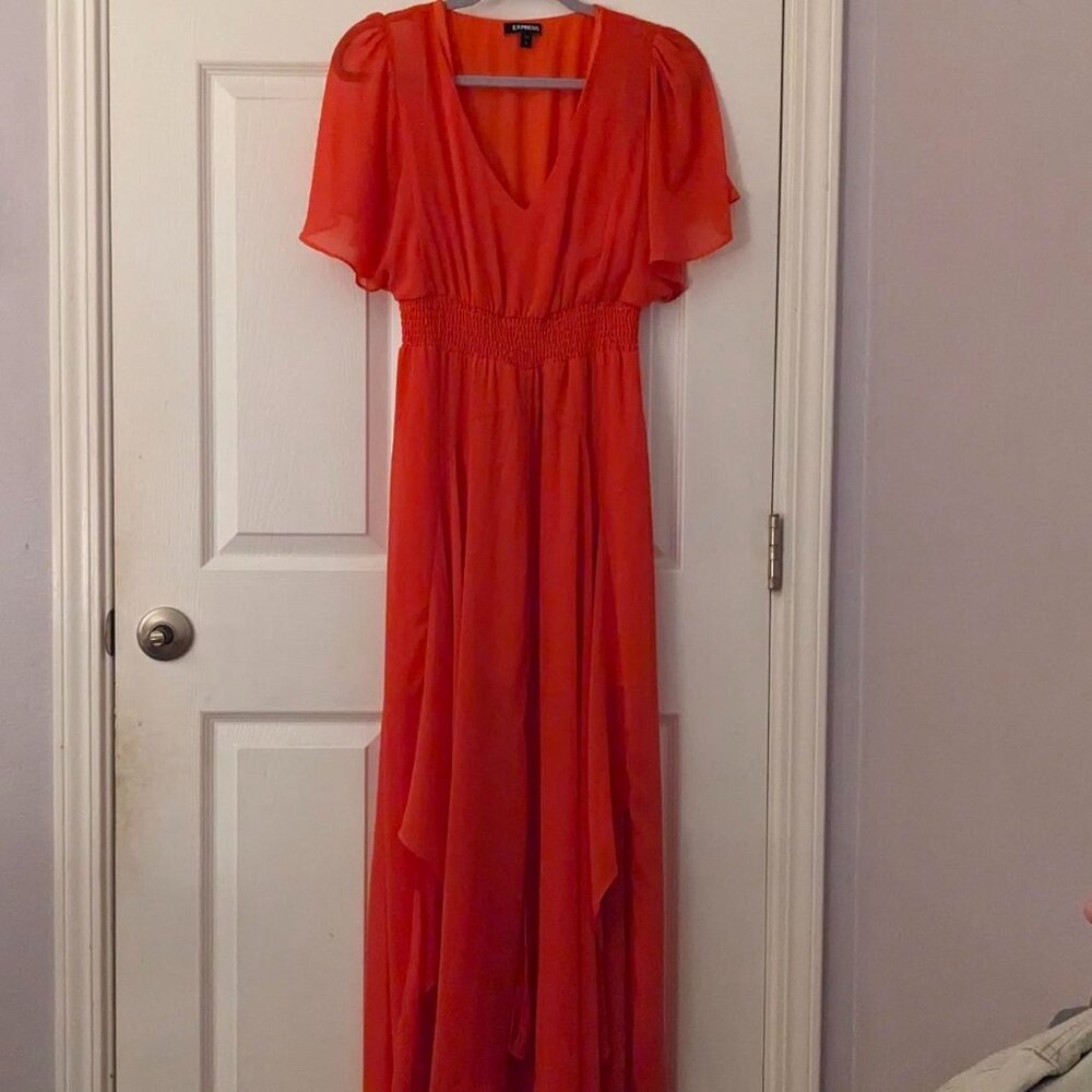 Express Women's Short Sleeve Orange Red Dress Size S